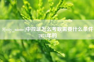 鹰潭中控证怎么考取需要什么条件2024年的
